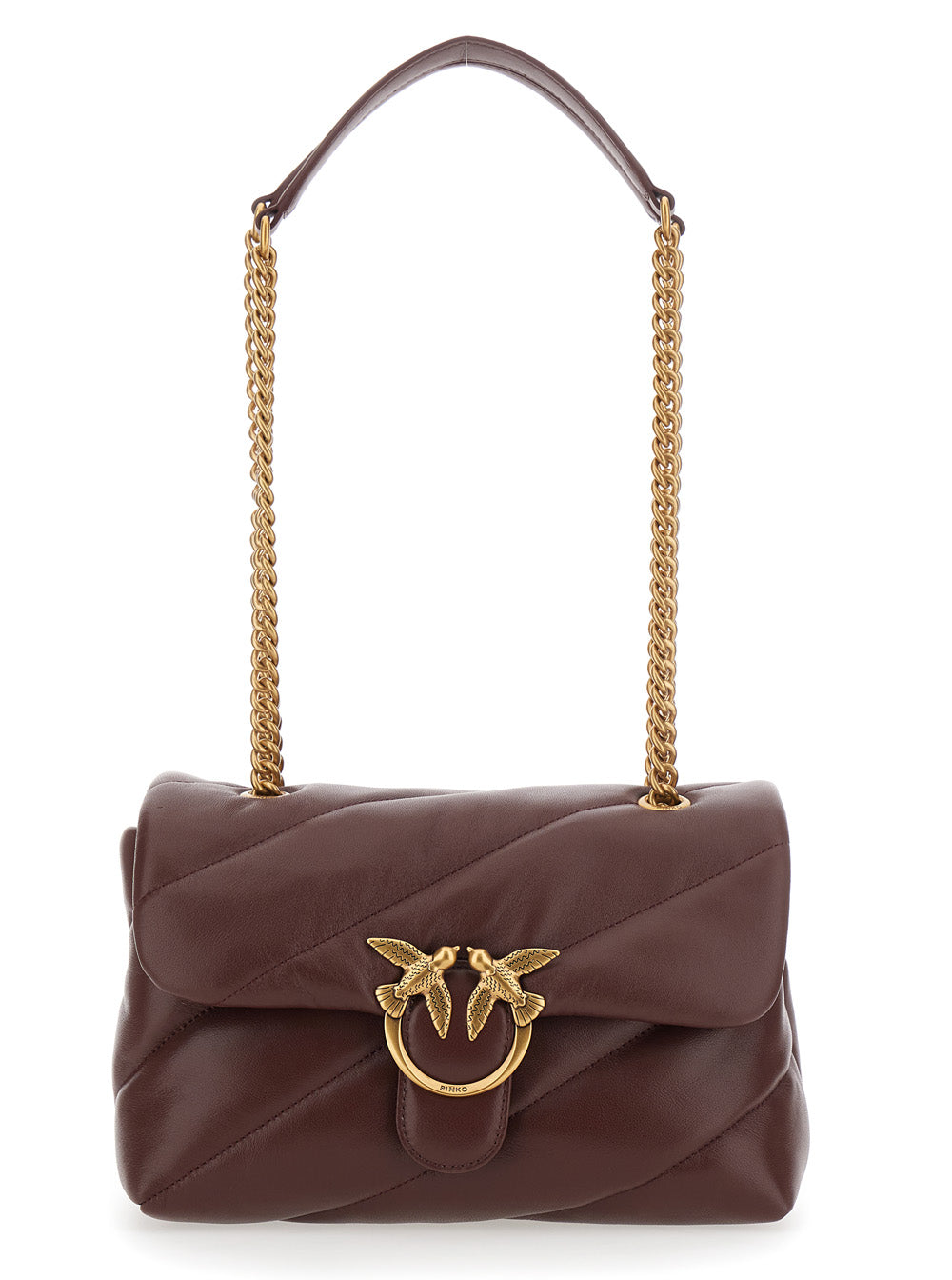 Bordeaux Love Birds Leather Chain Strap Crossbody Bag