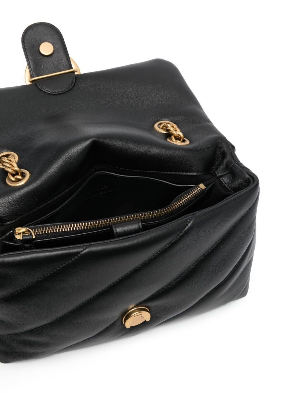 Love Classic Puff Shoulder Bag with Maxi Diagonal Quilting in Black Leather for Women Crossbody