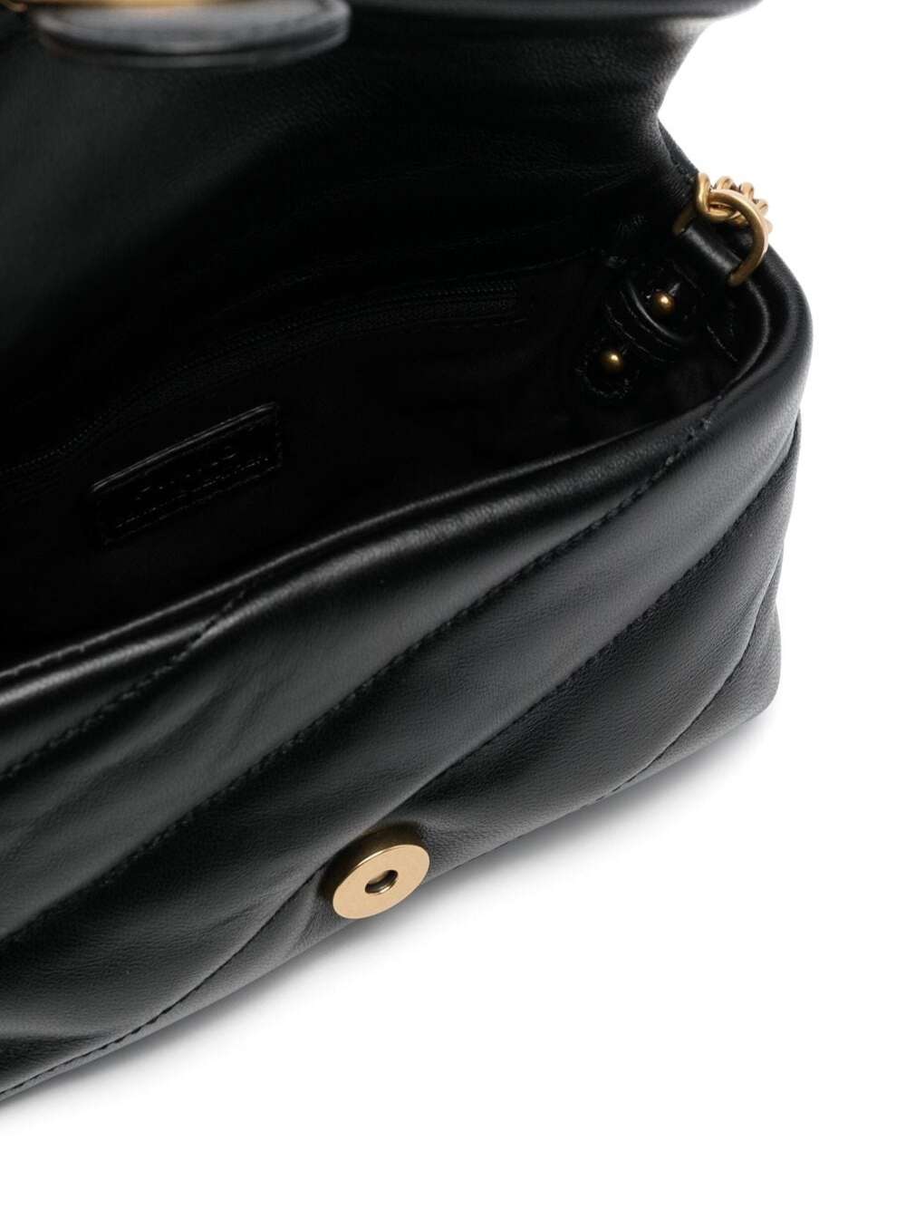 Baby Love Puff Shoulder Bag With Maxi Diagonal Quilting Black Leather For Women
