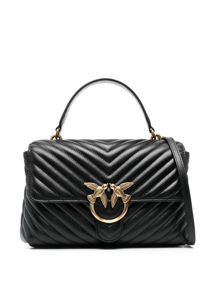 Handbag Lady Love Puff in Quilted Nappa with Black Chevron Motif for Women Leather Hand Bags
