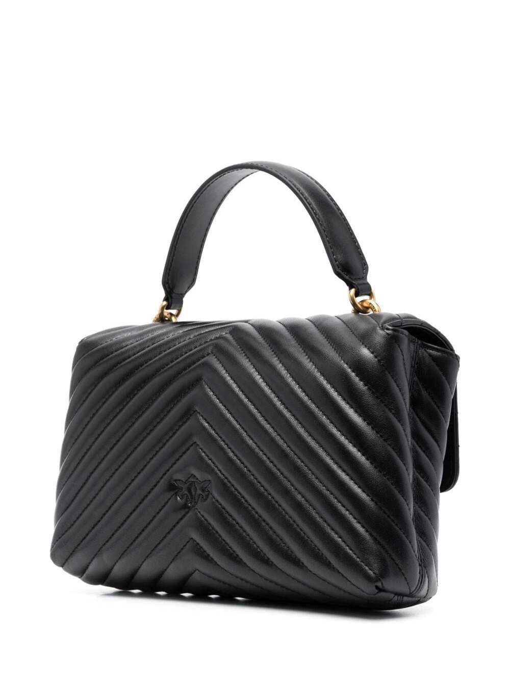 Handbag Lady Love Puff in Quilted Nappa with Black Chevron Motif for Women Leather Hand Bags