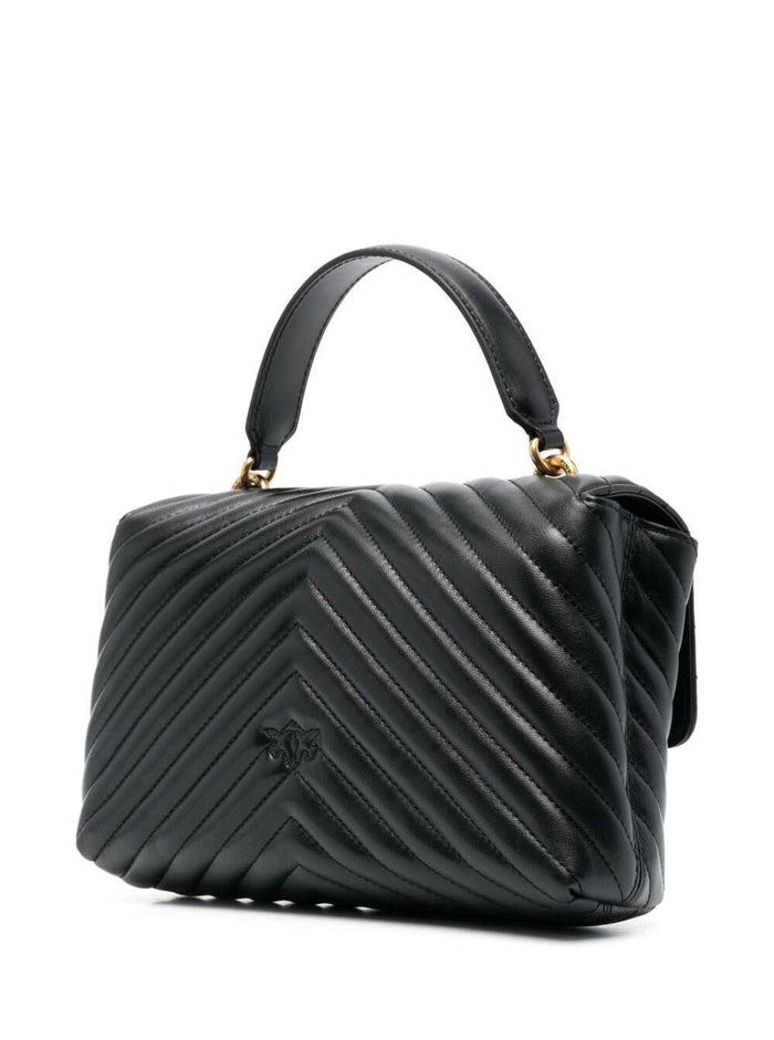 Handbag Lady Love Puff in Quilted Nappa with Black Chevron Motif for Women Leather Hand Bags
