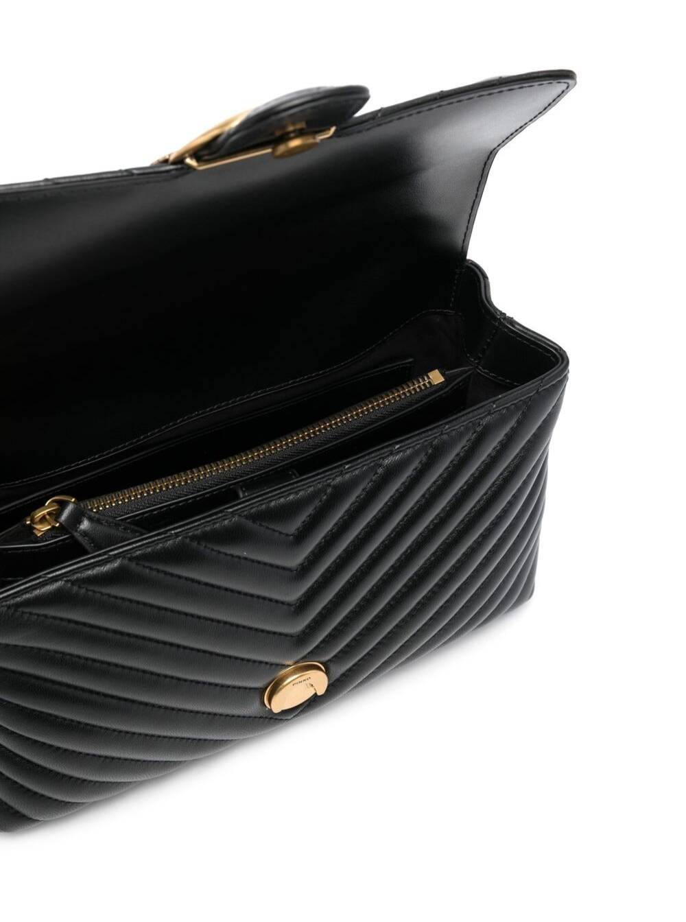 Handbag Lady Love Puff in Quilted Nappa with Black Chevron Motif for Women Leather Hand Bags