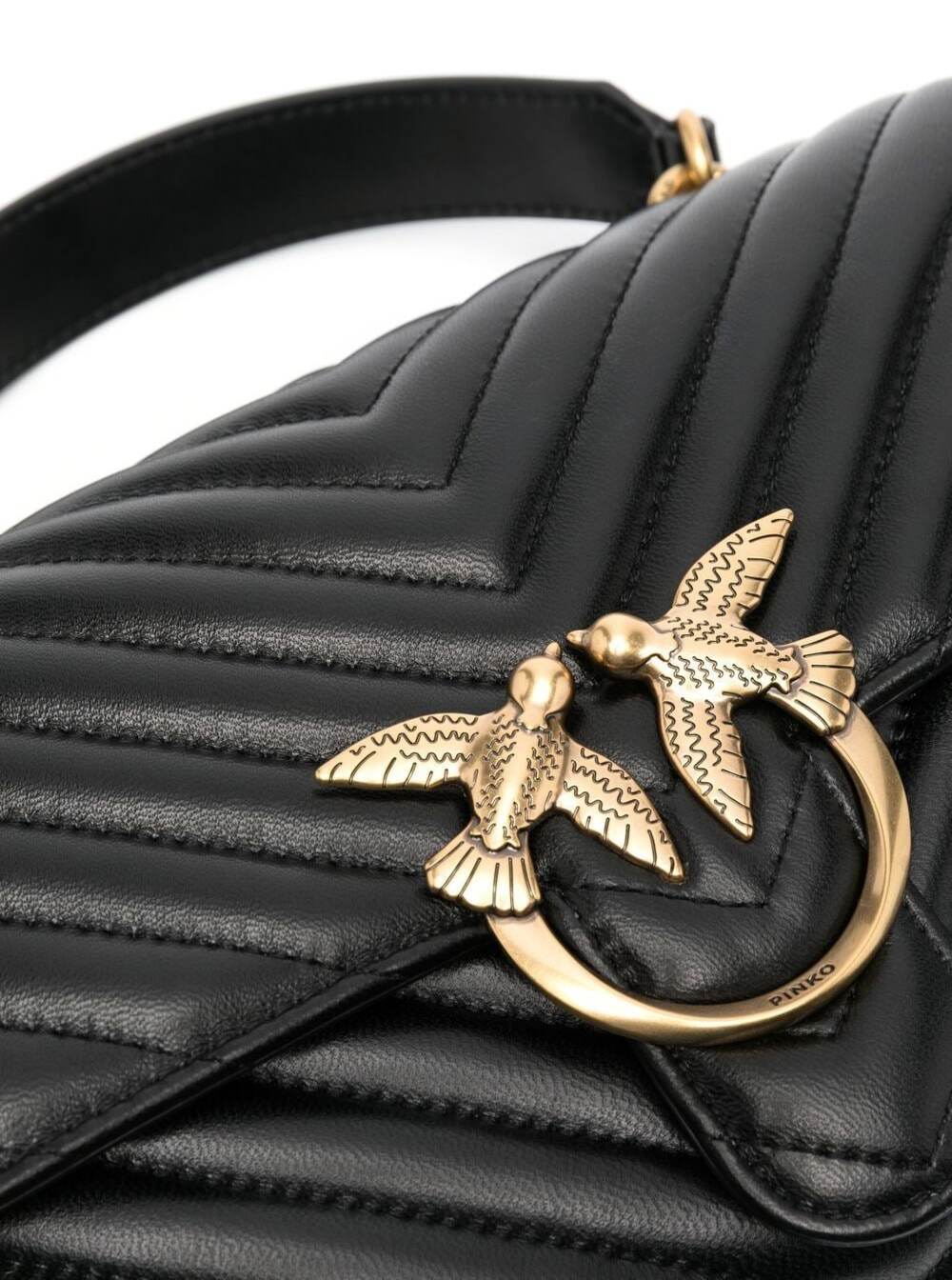 Handbag Lady Love Puff in Quilted Nappa with Black Chevron Motif for Women Leather Hand Bags