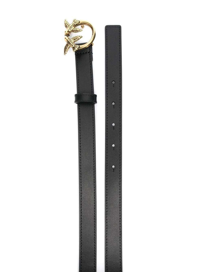 Love Birds Belt With Logo Buckle Soft Black Leather For Women
