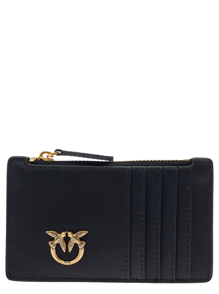 Airone Card Holder with Black Leather Logo Patch for Women Products