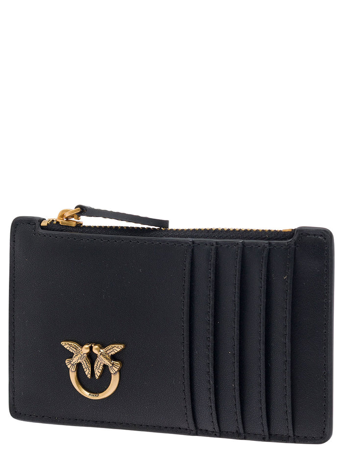 Airone Card Holder with Black Leather Logo Patch for Women Products