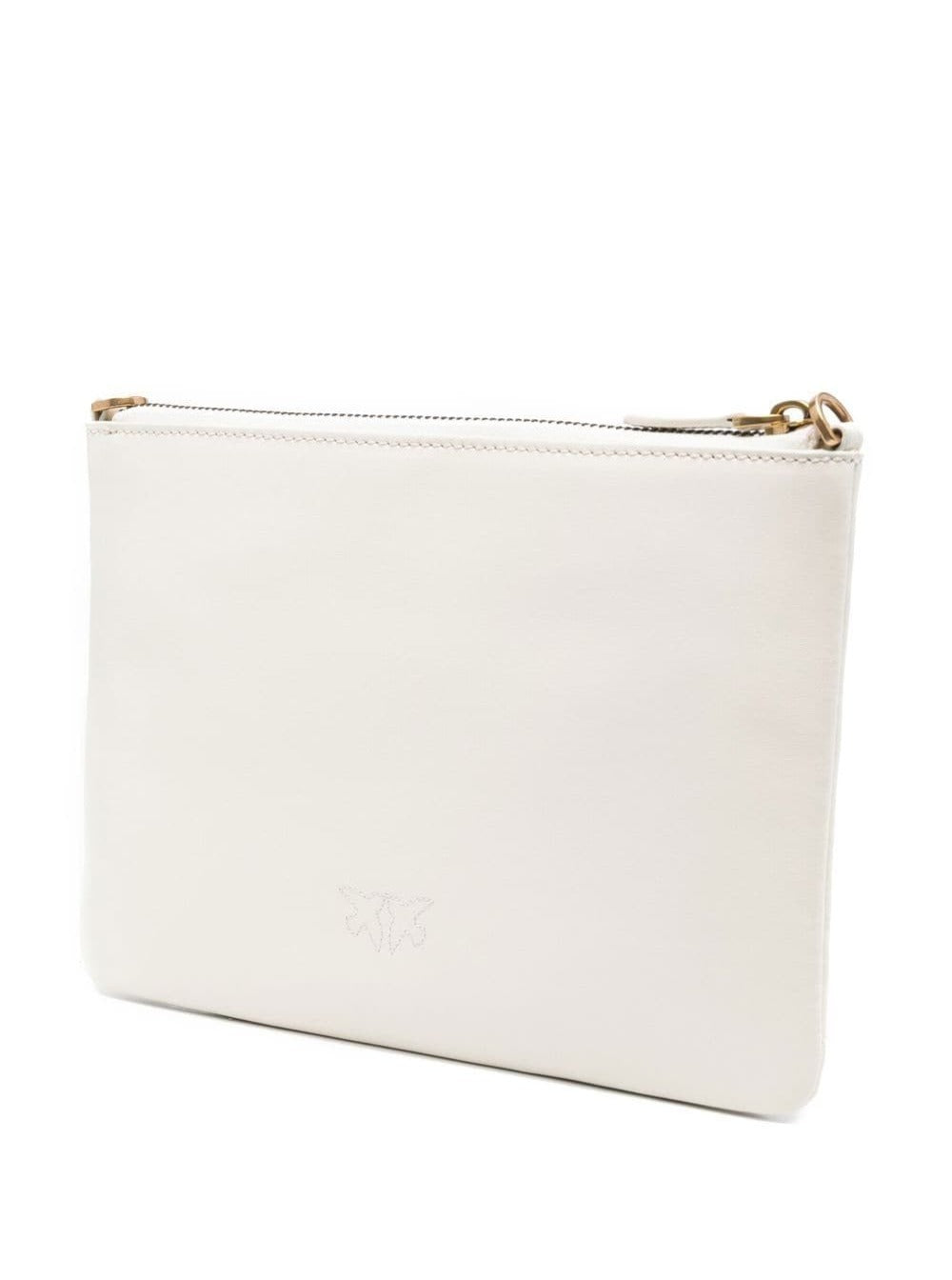 Crossbody Flat Love Bag with Smooth Leather Logo Patch White Women Polyurethane