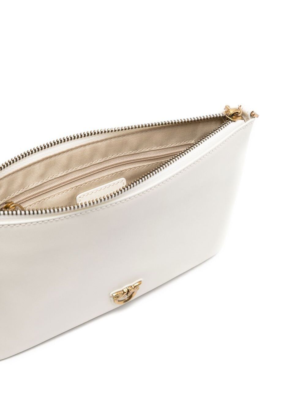 Crossbody Flat Love Bag with Smooth Leather Logo Patch White Women Polyurethane