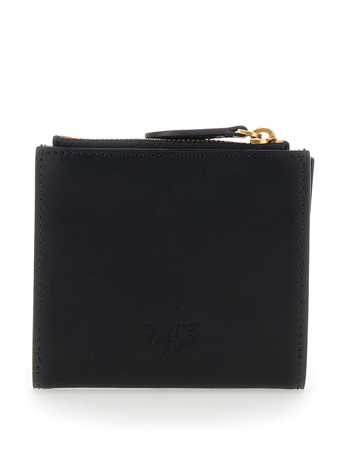 Wallet with Love Birds Buckle on the Front in Black Leather for Women Products