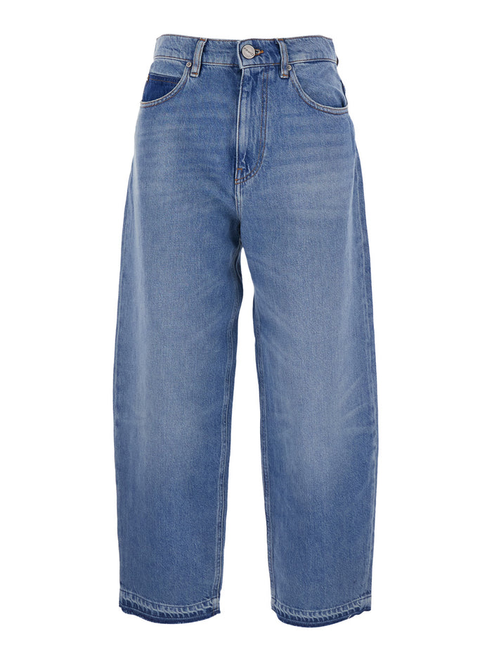 Jeans ESTELLE EGG Blue with Dirty Wash in Cotton and Lyocell for Women Blu