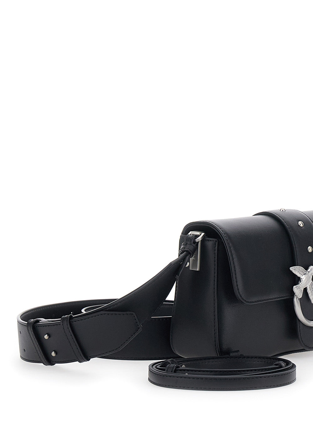 Shoulder Bag Love Birds With Buckle On The Front Black Leather For Women