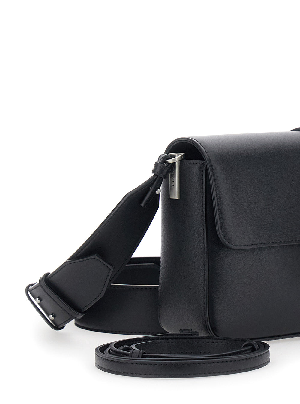 Love Birds Shoulder Bag with Gancini Buckle in Black Leather for Women Crossbody