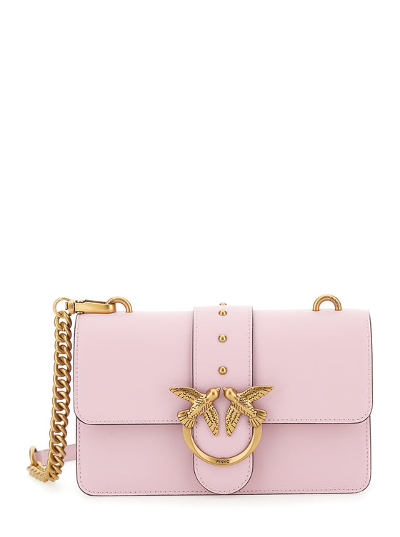 Crossbody Mini Love Bag Icon with Pink Leather Logo Patch for Women Polyurethane Shoulder