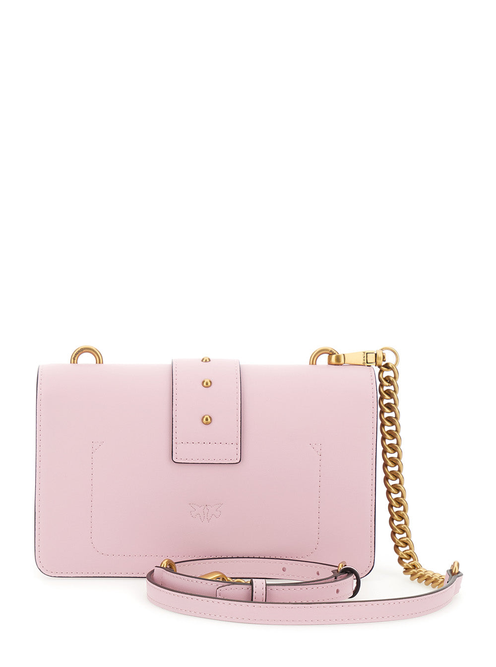 Crossbody Mini Love Bag Icon with Pink Leather Logo Patch for Women Polyurethane Shoulder