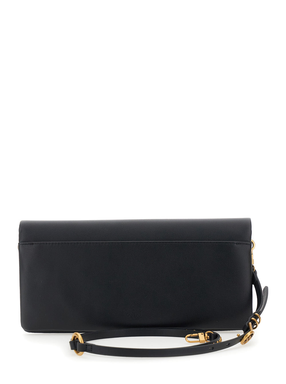 Crossbody Bag Love Click Soft Horizontal with Adjustable and Removable Strap Birds Plaque on Front in Black Leather for Women