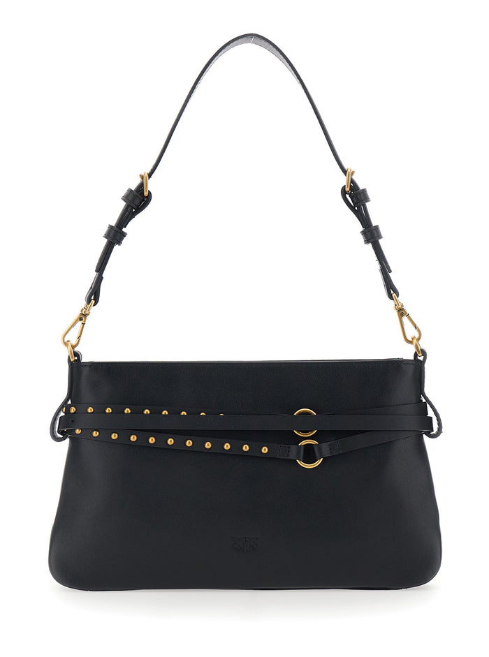 Shoulder Bag Belt Mini Soft Calf Black Leather Women