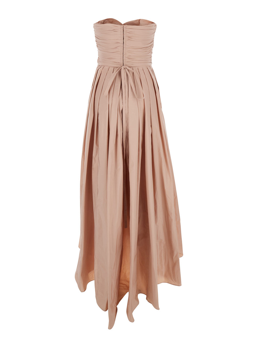 Dress DATTERO with deep neckline and long sleeves in Pink Taffeta Polyester