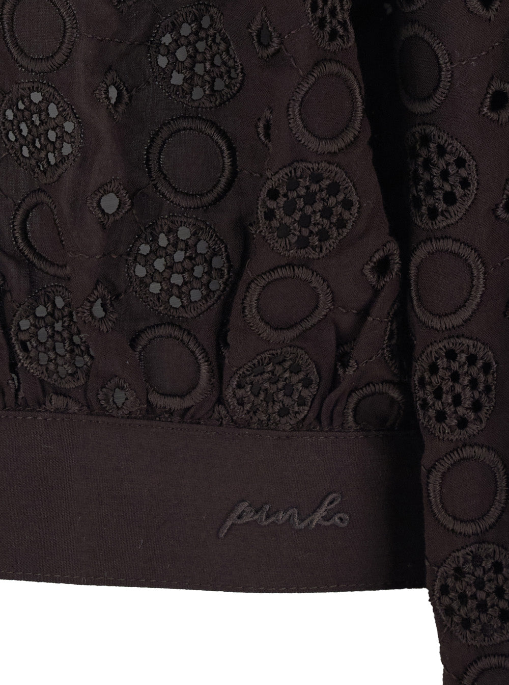 Shirt with Classic Collar and All-Over Embroidery Design in Brown for Women Cotton Blouses