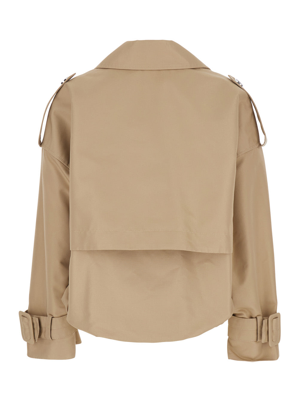 Double-breasted Trench with Notched Revers and Cuffs in Cotton Blend Beige Women Polyester Outerwear