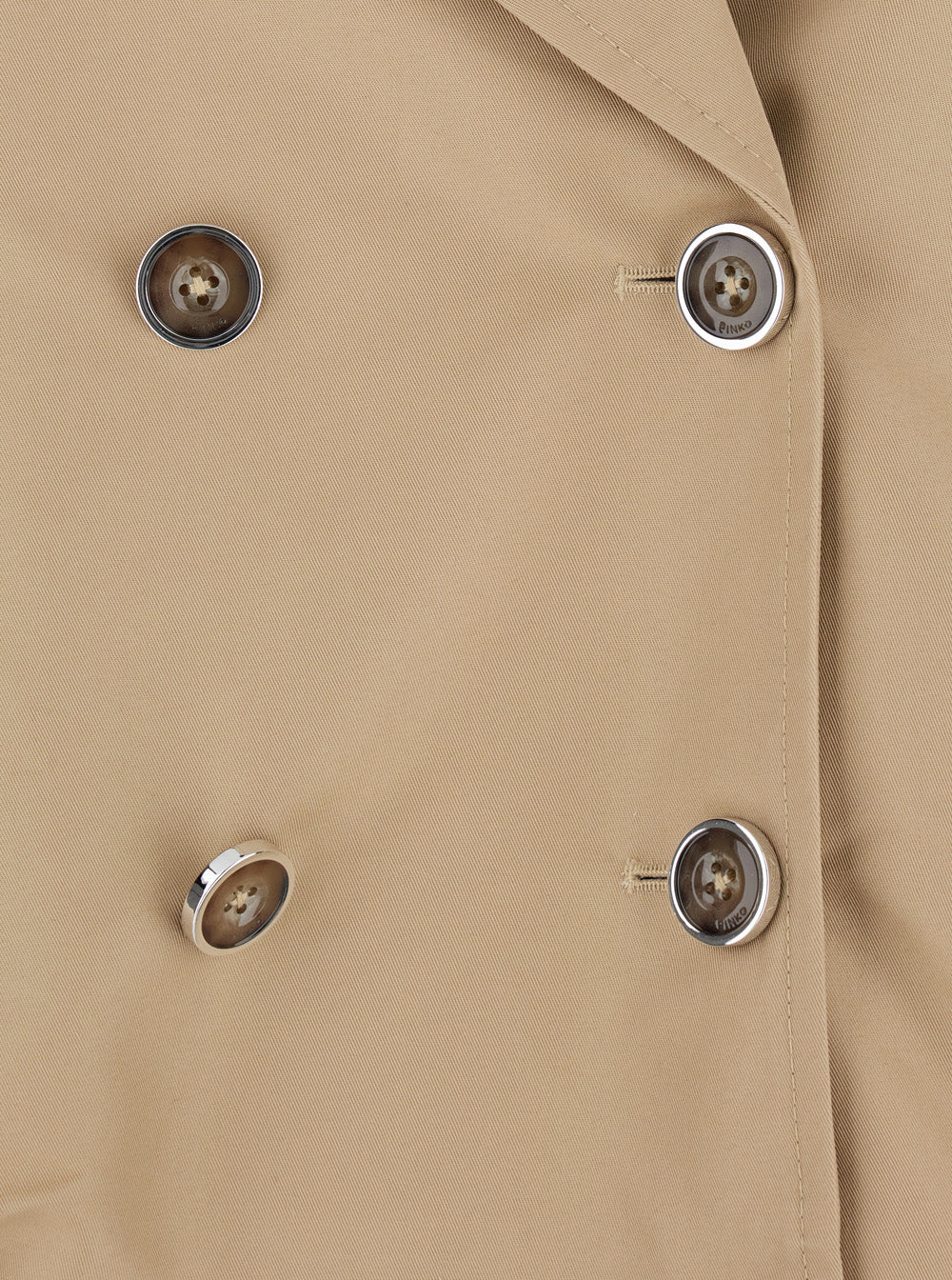Double-breasted Trench with Notched Revers and Cuffs in Cotton Blend Beige Women Polyester Outerwear