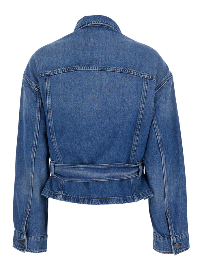 JUNGLE JACKET DIRTY BLUE - with front closure and side pockets Cotton Lyocell Women Blu Outerwear