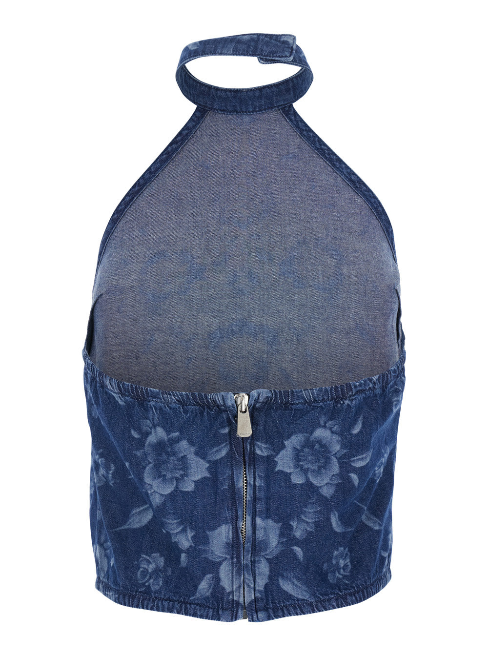 Top Urlo Light Denim Allover Blue For Women Blu Cotton Tops