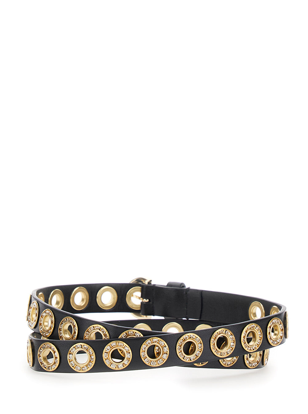 Black Nera Belt with All-Over Studs in Ecoleather Polyurethane