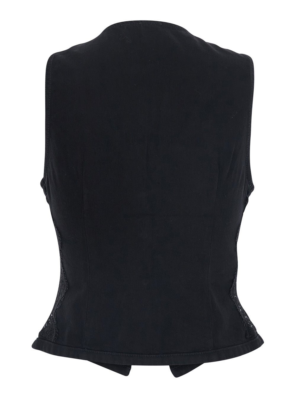 GARDENER GILET - Black with Front Closure and Pockets Cotton Women Blazers