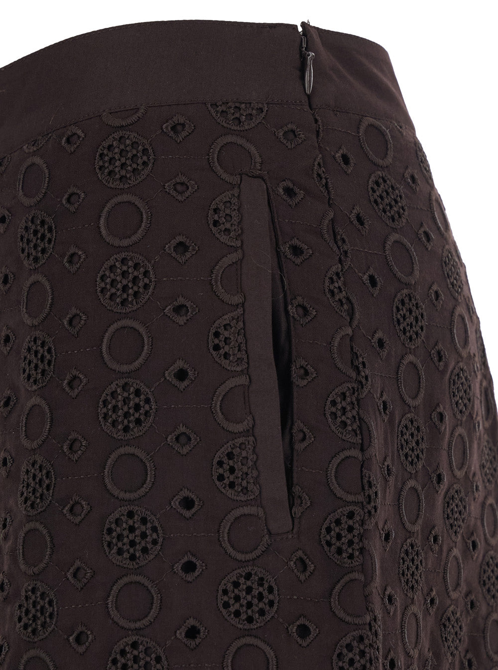 Brown Recamo Pants with All-Over Design for Women Cotton Trousers