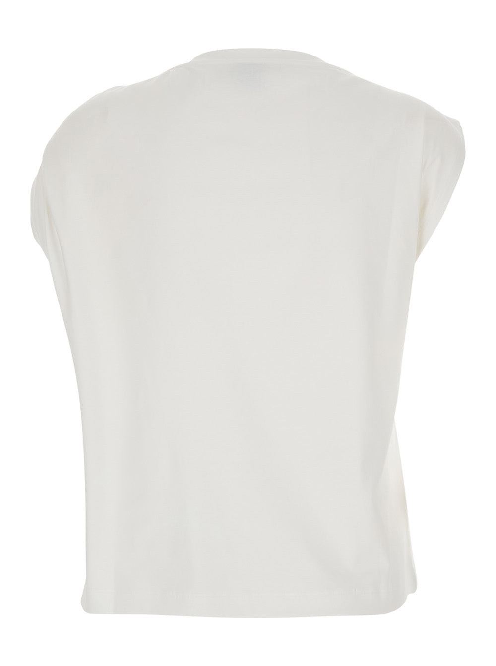 Dress MELODY White with Crew Neck and Long Sleeves in Cotton for Women Elastane Tops
