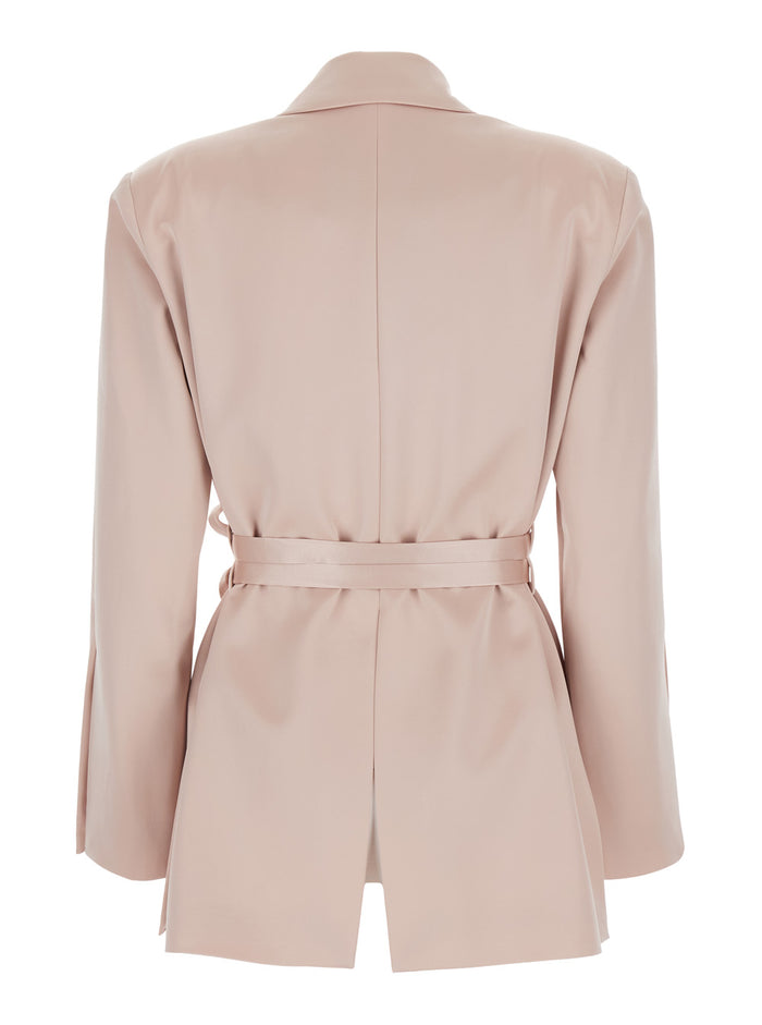 Pink RAPA SATIN JACKET with front closure for Women Acetate Polyester Blazers