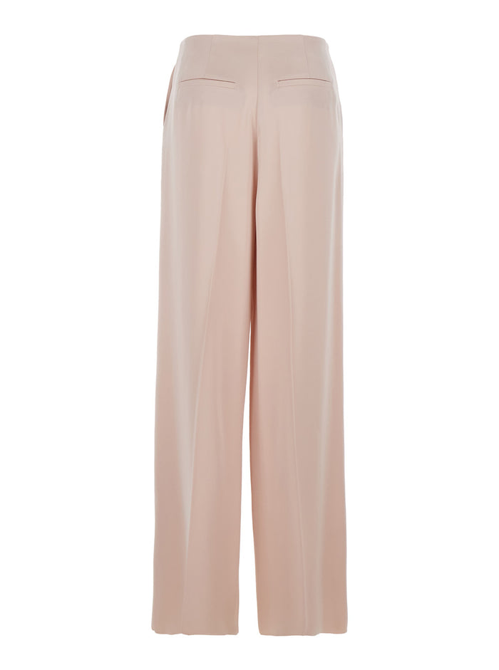 Limoncello Pants with Hidden Front Closure in Pink Tech Fabric for Women Acetate Polyester Trousers