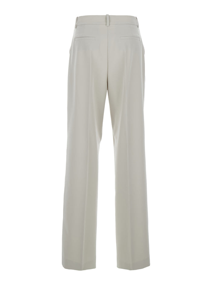 Paula Pants with Hidden Front Closure in Viscose Blend Gray Women Grey Polyester Elastane Trousers