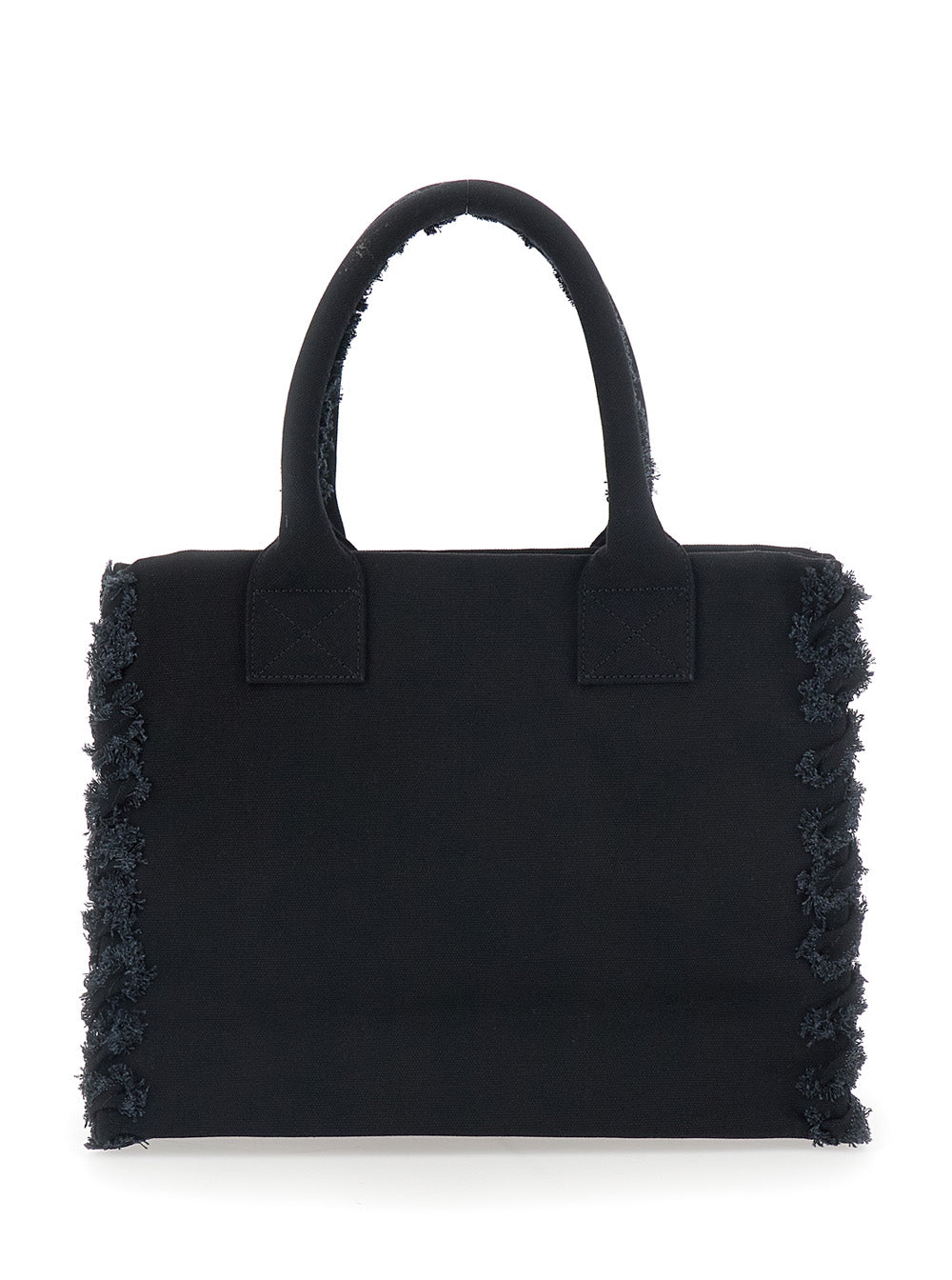 Beach Shopper Canvas - Black Cotton Tote Bag For Women