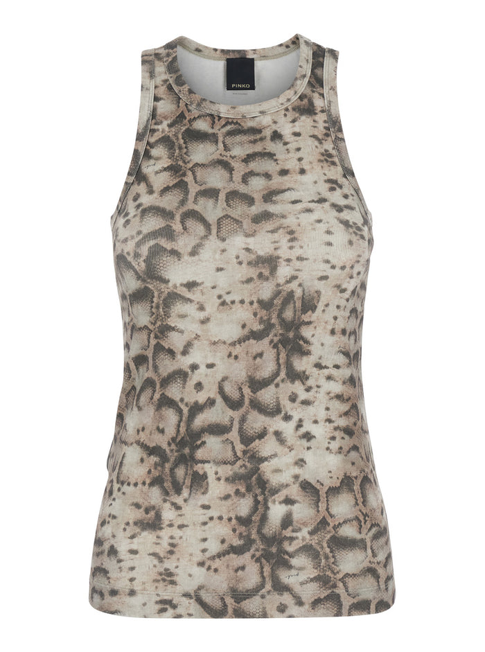 Belfiore Ribbed Tank Top Beige In Viscose Women Tops