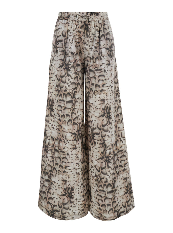 High-Waisted Gussola Pants With Welt Pockets In Cotton For Women Beige Trousers