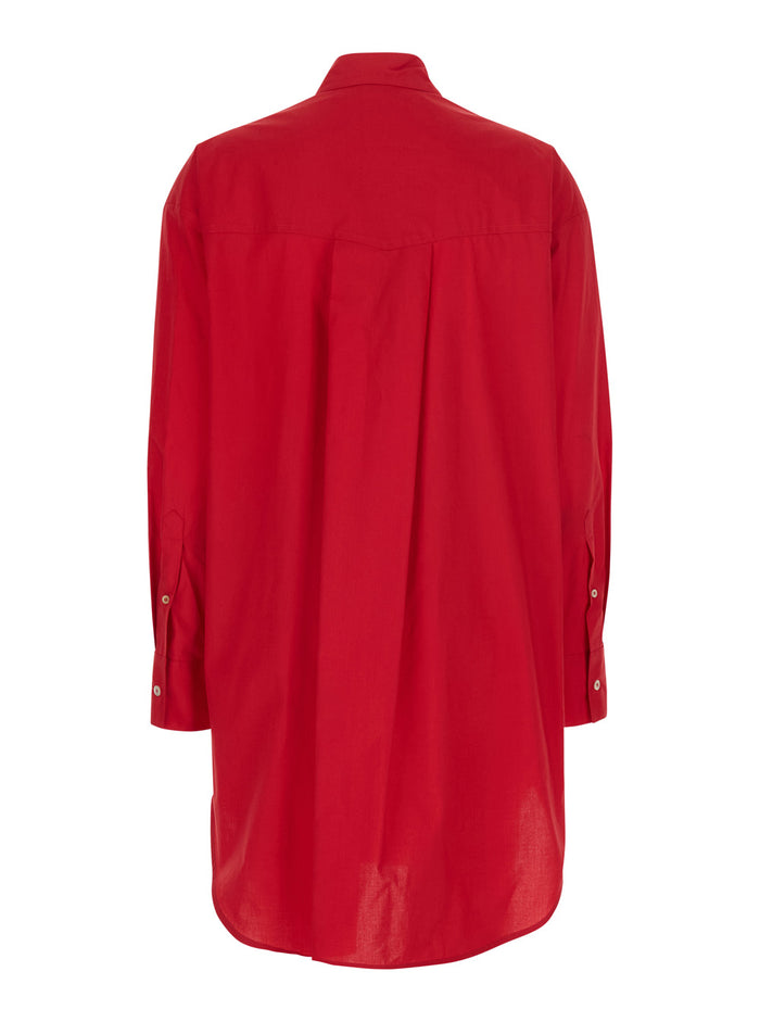 Dress Alife Popeline Fringes With And V-Neck Red Woman