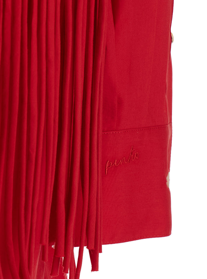 Dress Alife Popeline Fringes With And V-Neck Red Woman