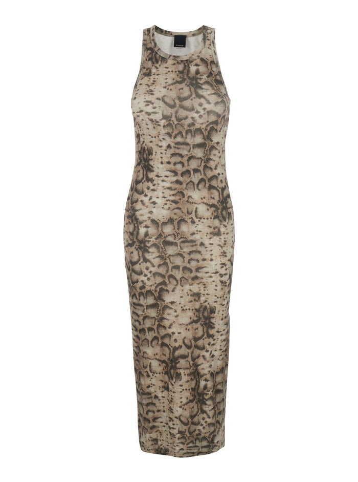 Long Dress Novoli With Ribbed Print Beige For Women