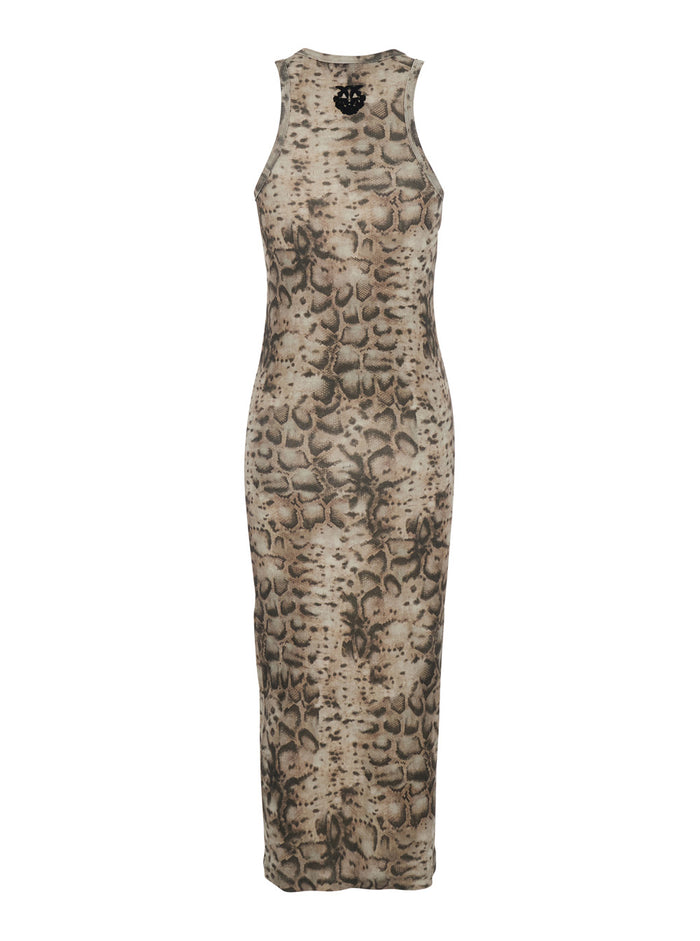 Long Dress Novoli With Ribbed Print Beige For Women
