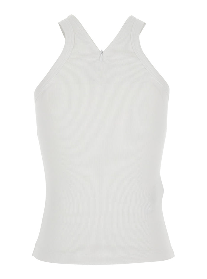 CURACAO Tank Top with Ribbing in White Cotton for Women Tops
