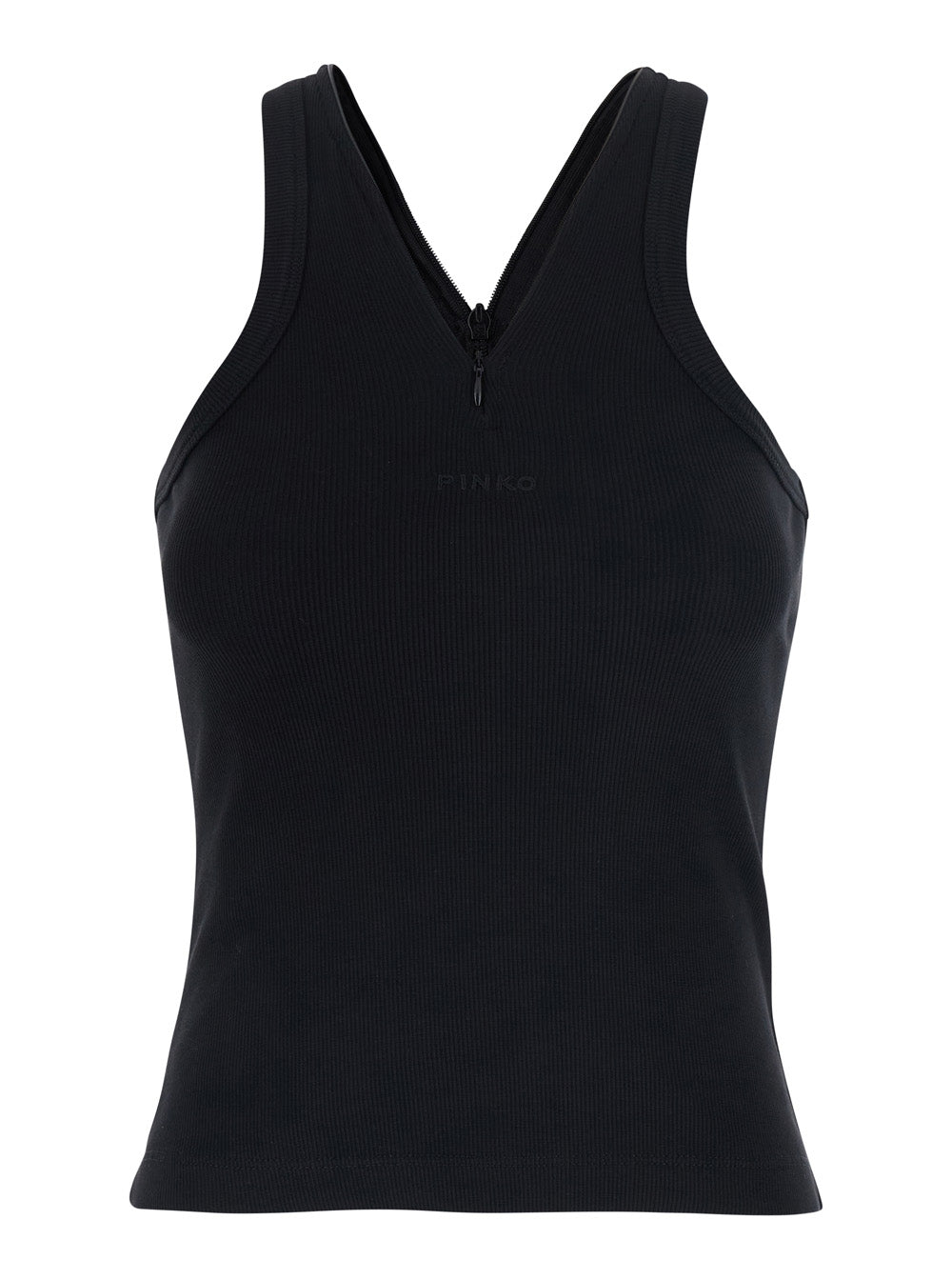 Black CURACAO Cotton Ribbed Tank Top for Women Tops