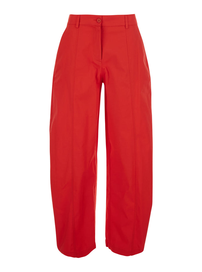 Bacca Gabardine Pants With Pockets And Straight Hems, Tech Fabric, Red, Woman Trousers