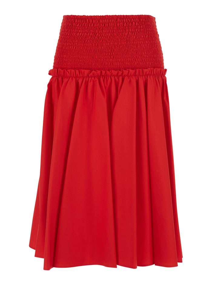 Skirt Grappolo Popeline With Cotton And Tech Fabric Details Red Woman