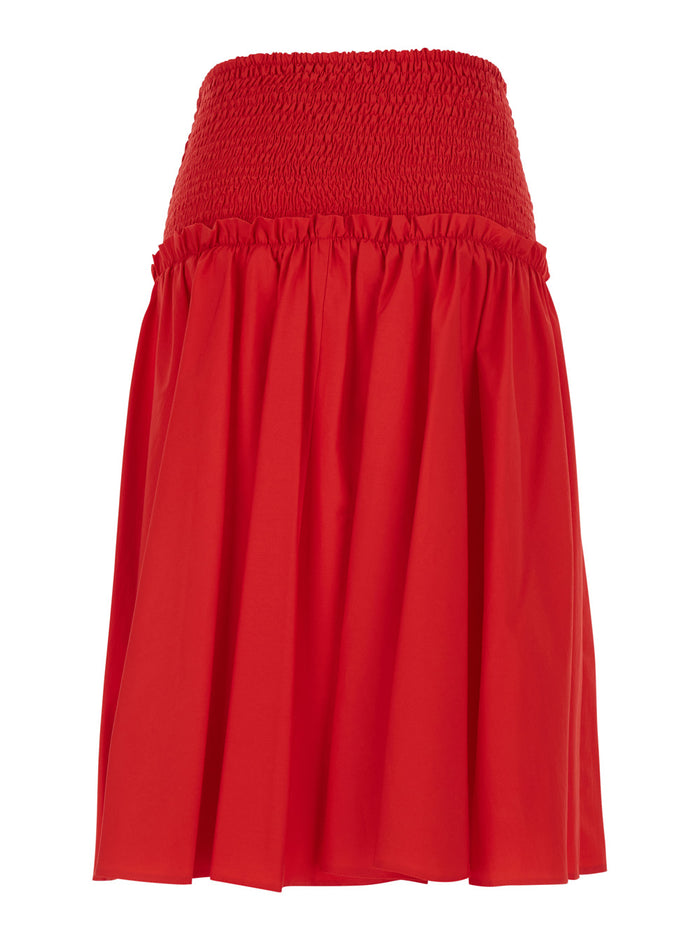 Skirt Grappolo Popeline With Cotton And Tech Fabric Details Red Woman