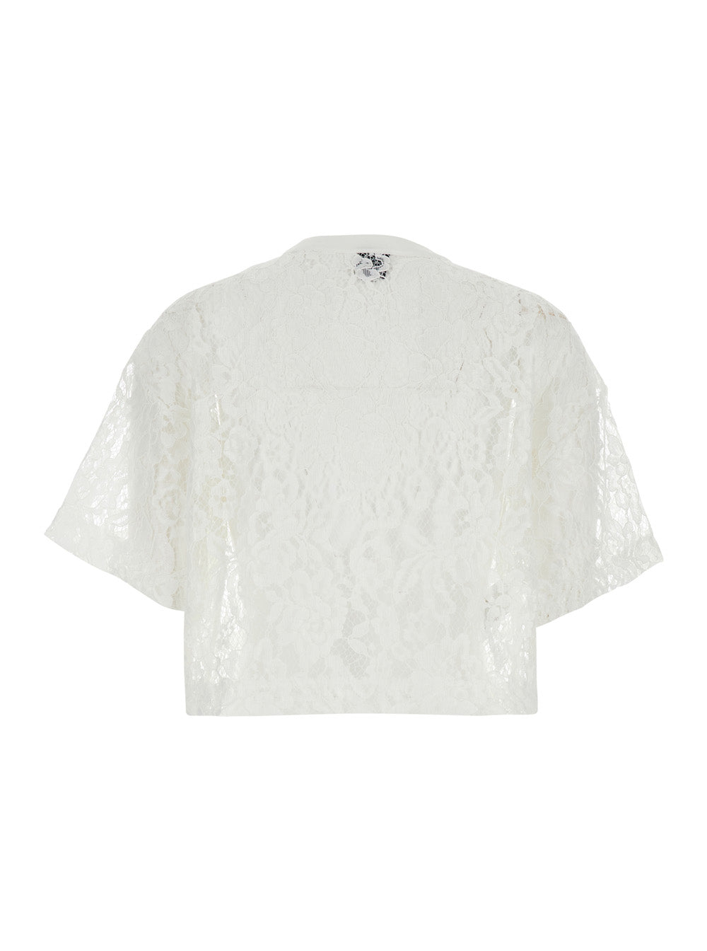 Damigiana Lace Top With Details And V-Neck White Women Tops
