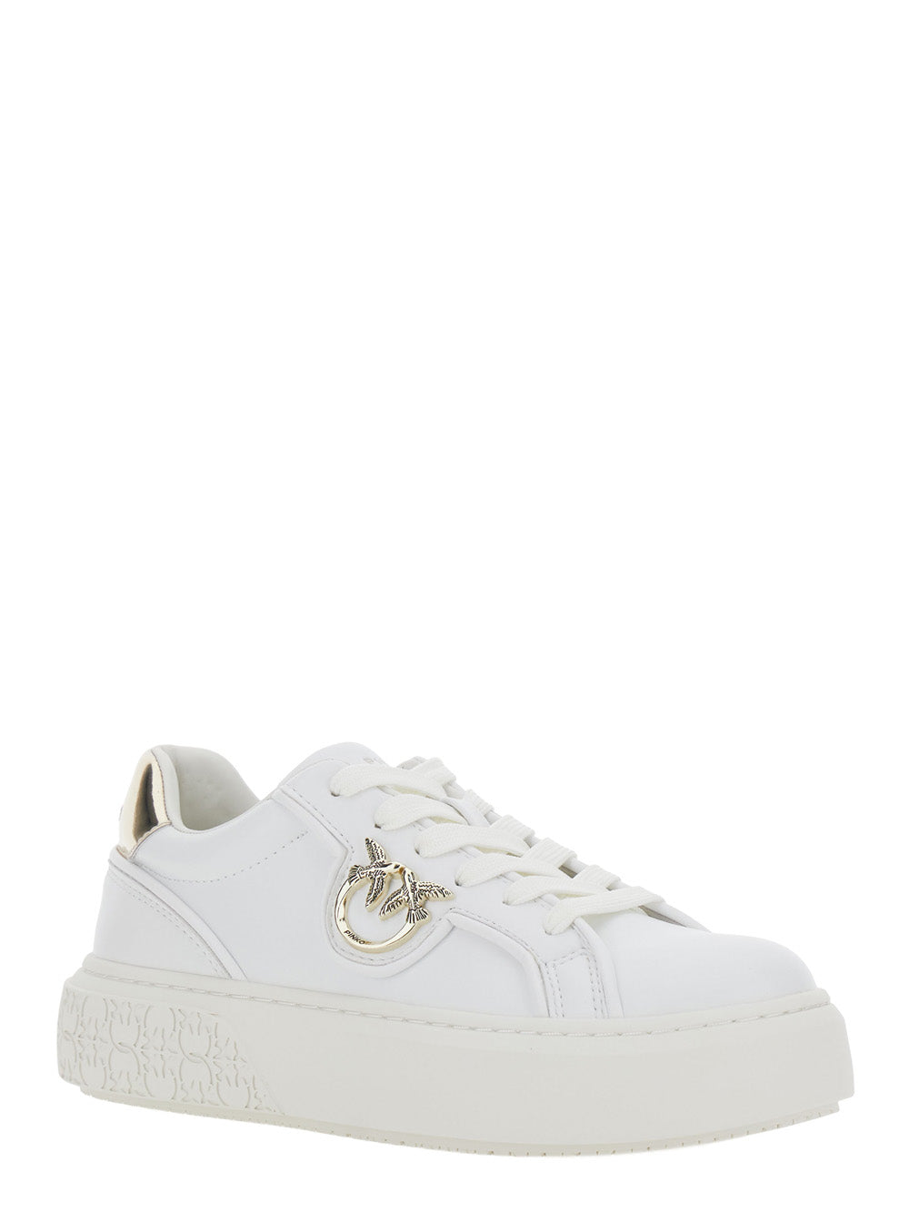 Sneakers Yoko with Love Birds Logo Plate and Contrast Pull-tab in Leather Blend White Women Cow Polyurethane