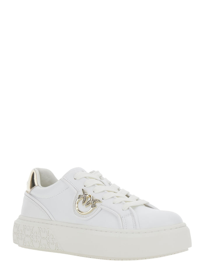 Sneakers Yoko with Love Birds Logo Plate and Contrast Pull-tab in Leather Blend White Women Cow Polyurethane