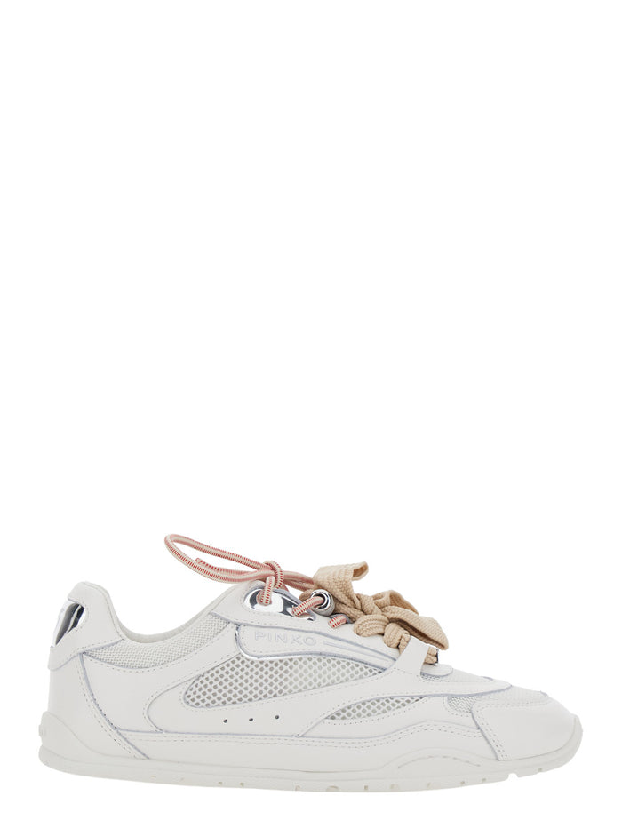 Sneaker Yulia with Side Lettering Logo and Bow Detail in Leather Blend White Women Cow Polyester Polyurethane
